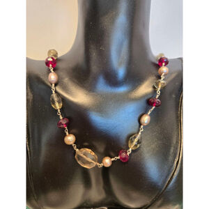 Necklace sterling fresh water pearls glass beads